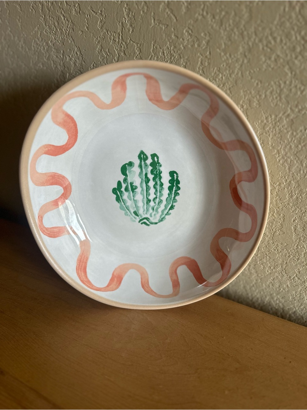 9” Melamine Decorative Serving Bowl with Coral Wave Design